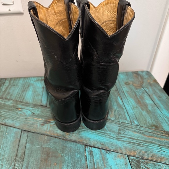 J Chisholm Boots Leather Cowboy 9 D Black Leather Western Riding USA Vintage - Picture 8 of 10